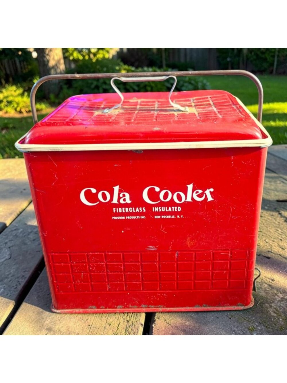 Vintage 1950s Red Cola Cooler Fiberglass Insulated Poloron Products New Rochelle